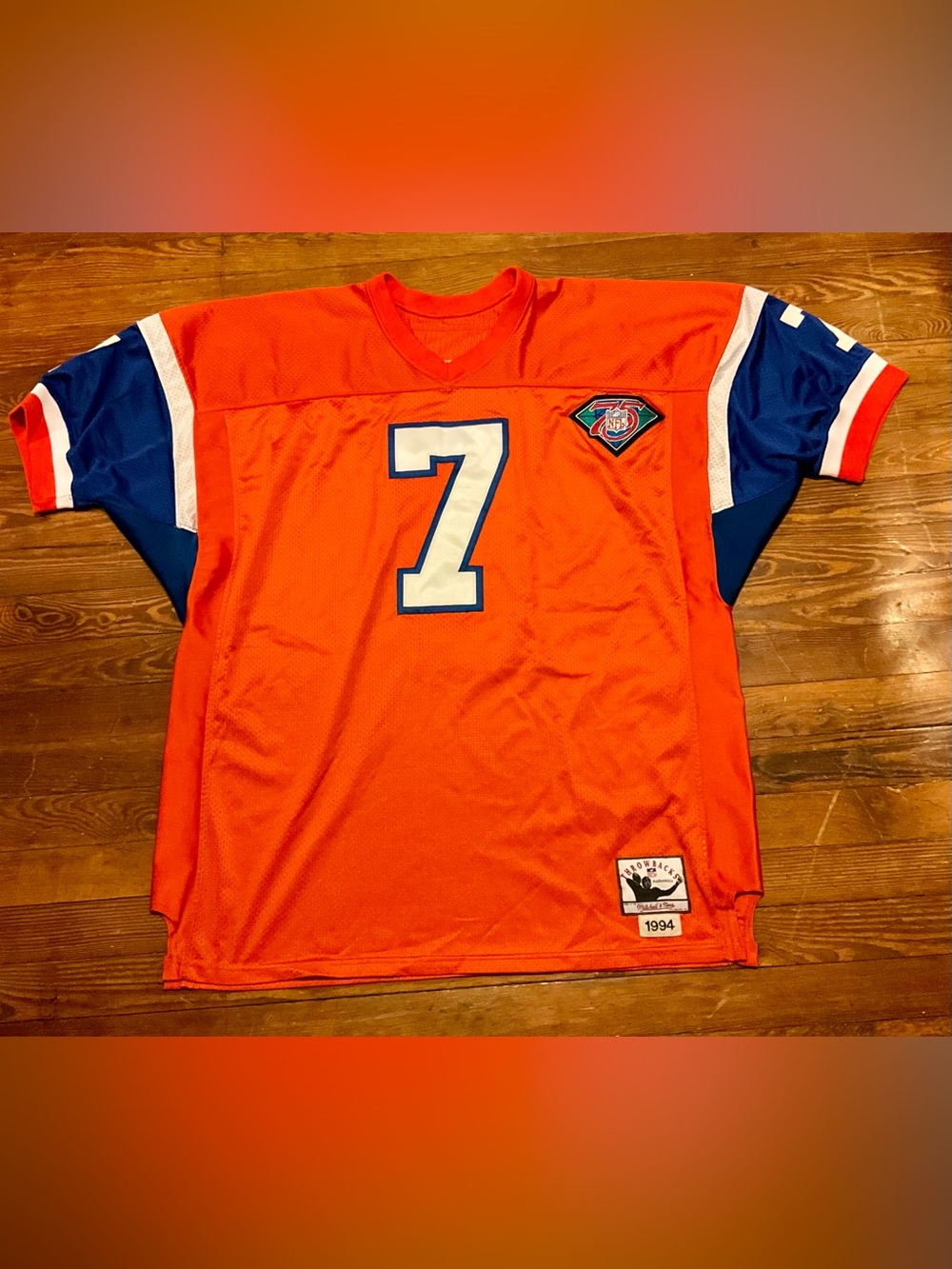 Vintage Denver Broncos Mitchell & Ness Orange, Blue & White Throwback Jersey